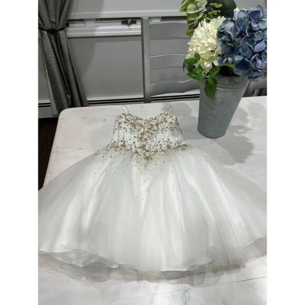 Brand new! Jovani‎ white tulle colored sequin corset Dress size 8 Juniors